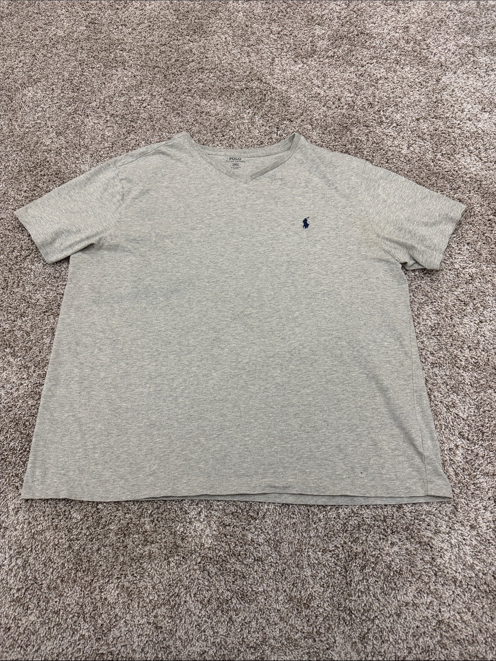 Polo by Ralph Lauren Heather Gray V-Neck Men’s Tee with Navy Pony